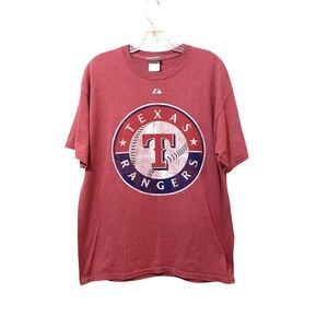Texas Rangers Kinsler #5 Red Cotten Blend Short Sleeve Crew Neck T-Shirt Large